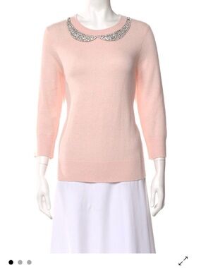 kate spade Blush Pink Embellished Collar Crewneck Sweater